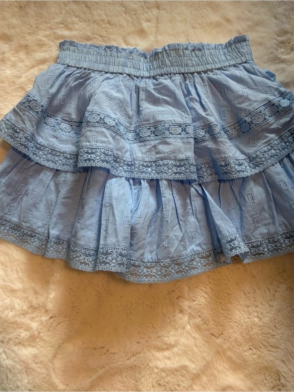 Altar'd State Light Blue Lace Tiered Skater Skirt